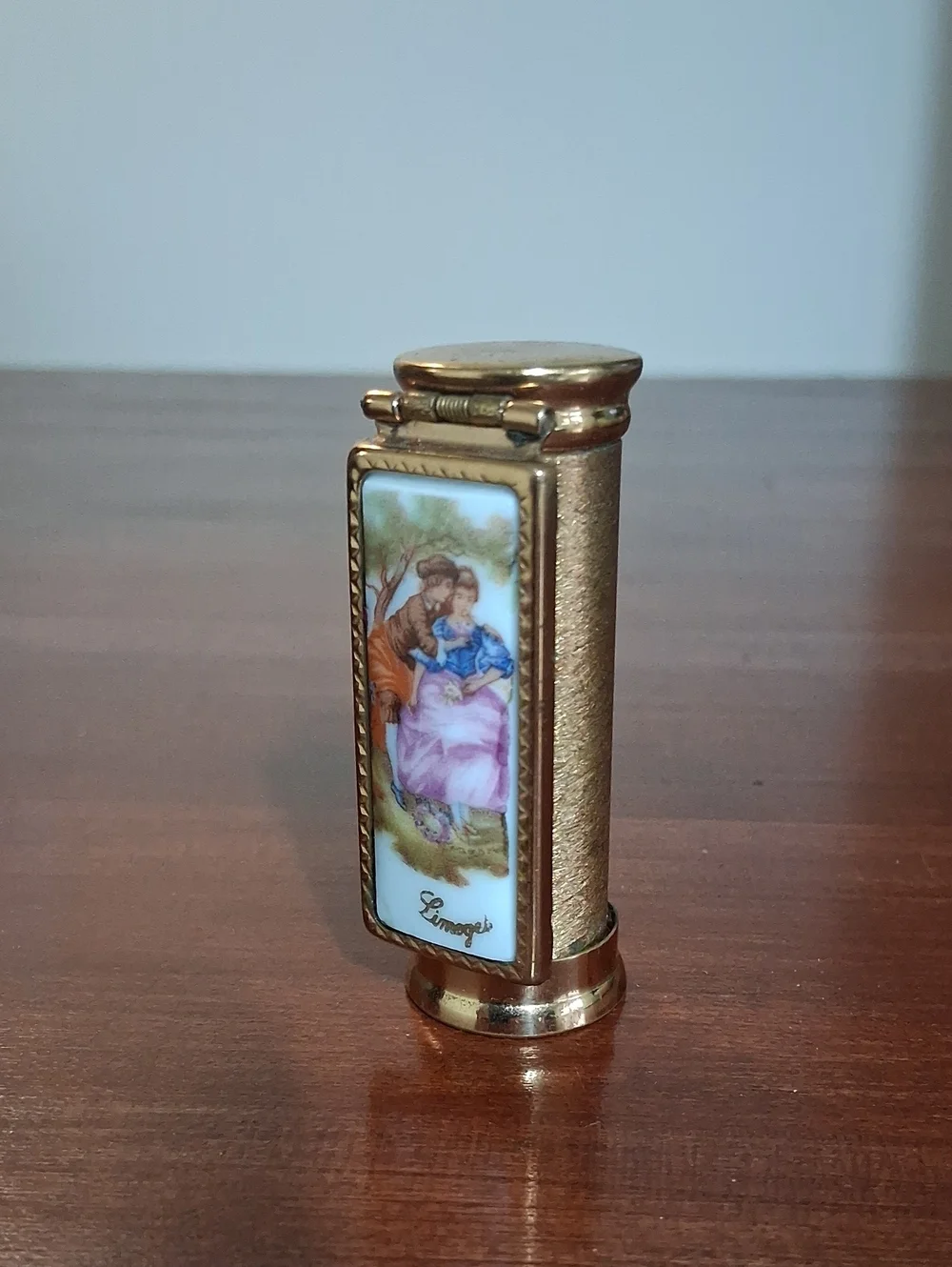 Vintage Limoges Paris France Lipstick Holder Case W Mirror Brevete SGDG LCS